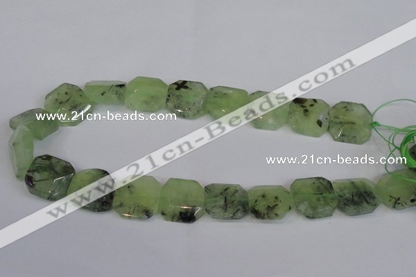 CRU223 15.5 inches 20*20mm freeform green rutilated quartz beads