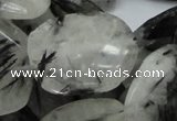 CRU23 15.5 inches 22*30mm faceted freeform black rutilated quartz beads