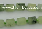 CRU231 15.5 inches 9*11mm tube matte green rutilated quartz beads