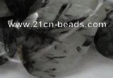 CRU24 15.5 inches 30*40mm faceted freeform black rutilated quartz beads