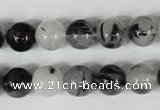 CRU304 15.5 inches 10mm round black rutilated quartz beads