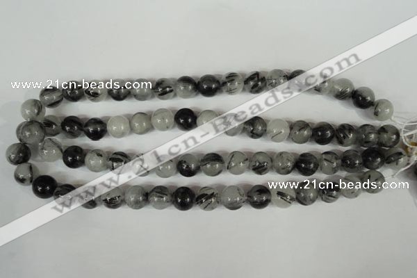 CRU305 15.5 inches 12mm round black rutilated quartz beads