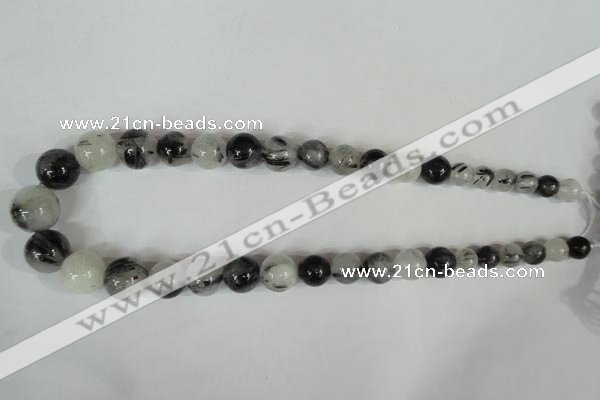 CRU321 15.5 inches 8mm - 16mm round black rutilated quartz beads