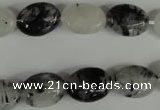 CRU331 15.5 inches 10*14mm oval black rutilated quartz beads