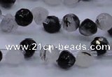 CRU345 Top drilled 7*7mm faceted teardrop black rutilated quartz beads