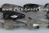 CRU350 15.5 inches 12*25mm faceted teardrop black rutilated quartz beads