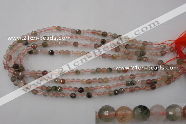 CRU401 15.5 inches 6mm faceted round Multicolor rutilated quartz beads