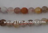 CRU402 15.5 inches 8mm faceted round Multicolor rutilated quartz beads