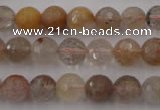 CRU403 15.5 inches 10mm faceted round Multicolor rutilated quartz beads