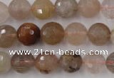 CRU404 15.5 inches 12mm faceted round Multicolor rutilated quartz beads