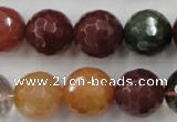 CRU416 15.5 inches 16mm faceted round Multicolor rutilated quartz beads