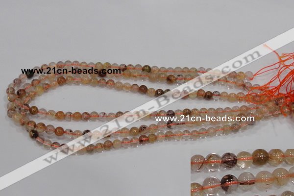 CRU452 15.5 inches 6mm round Multicolor rutilated quartz beads