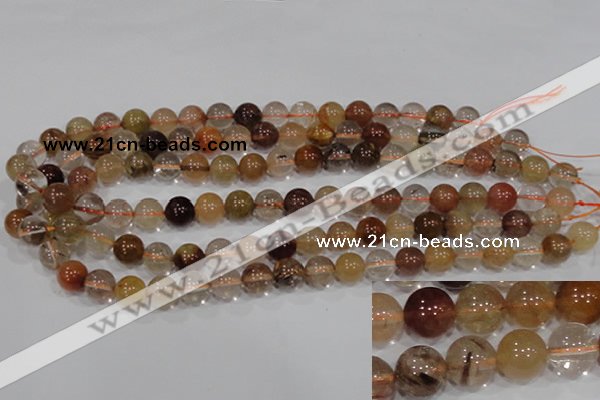 CRU455 15.5 inches 10mm round Multicolor rutilated quartz beads