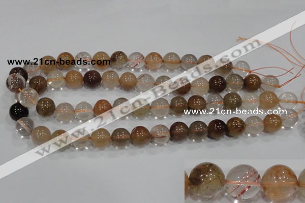 CRU457 15.5 inches 14mm round Multicolor rutilated quartz beads