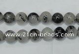 CRU50 15.5 inches 4mm round black rutilated quartz beads wholesale