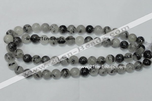 CRU50 15.5 inches 4mm round black rutilated quartz beads wholesale