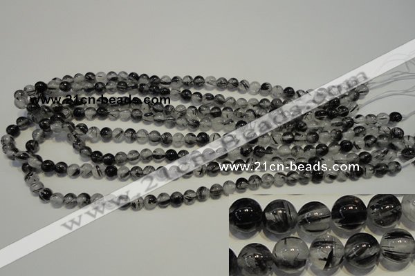 CRU501 15.5 inches 6mm round black rutilated quartz beads wholesale