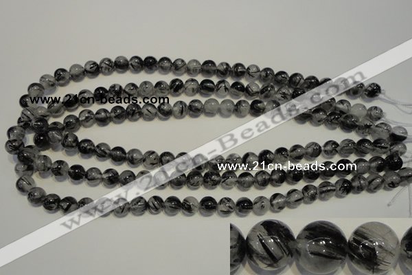 CRU502 15.5 inches 8mm round black rutilated quartz beads wholesale