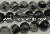 CRU503 15.5 inches 10mm round black rutilated quartz beads wholesale