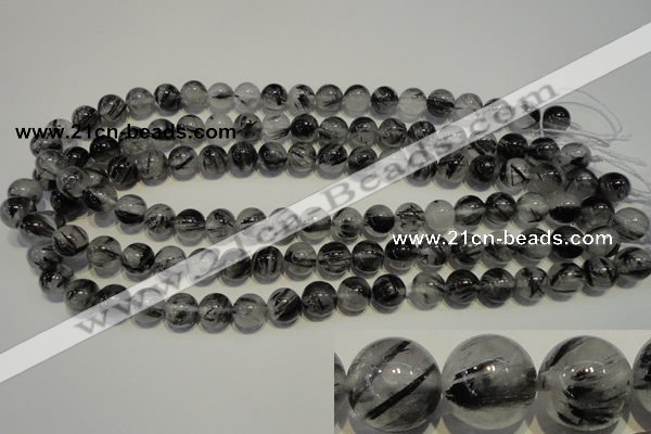 CRU503 15.5 inches 10mm round black rutilated quartz beads wholesale