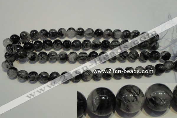 CRU504 15.5 inches 12mm round black rutilated quartz beads wholesale