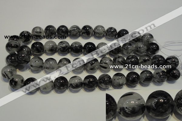 CRU506 15.5 inches 16mm round black rutilated quartz beads wholesale