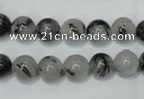 CRU51 15.5 inches 6mm round black rutilated quartz beads wholesale