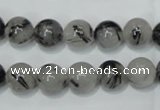 CRU52 15.5 inches 8mm round black rutilated quartz beads wholesale