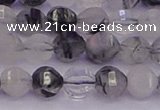 CRU521 15.5 inches 6mm faceted round black rutilated quartz beads