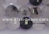 CRU522 15.5 inches 8mm faceted round black rutilated quartz beads