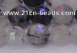 CRU523 15.5 inches 10mm faceted round black rutilated quartz beads