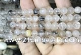 CRU526 15.5 inches 7mm round black rutilated quartz beads