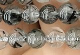 CRU532 15.5 inches 6mm round black rutilated quartz beads