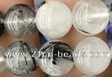 CRU537 15.5 inches 8mm round black rutilated quartz beads wholesale