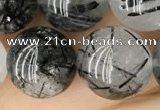 CRU540 15.5 inches 12mm round black rutilated quartz beads wholesale