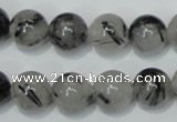 CRU55 15.5 inches 14mm round black rutilated quartz beads wholesale