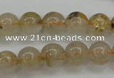 CRU552 15.5 inches 8mm round golden rutilated quartz beads