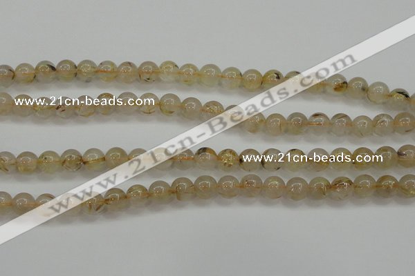 CRU552 15.5 inches 8mm round golden rutilated quartz beads