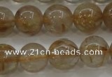 CRU553 15.5 inches 10mm round golden rutilated quartz beads