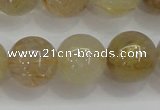 CRU555 15.5 inches 14mm round golden rutilated quartz beads