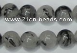 CRU56 15.5 inches 16mm round black rutilated quartz beads wholesale