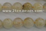 CRU582 15.5 inches 8mm round golden rutilated quartz beads