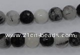 CRU59 15.5 inches 10mm faceted round black rutilated quartz beads