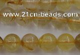 CRU602 15.5 inches 8mm round golden rutilated quartz beads