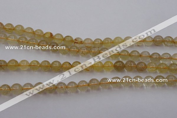 CRU602 15.5 inches 8mm round golden rutilated quartz beads