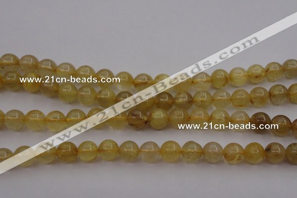 CRU603 15.5 inches 9mm round golden rutilated quartz beads