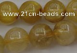 CRU606 15.5 inches 12mm round golden rutilated quartz beads