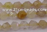 CRU621 15.5 inches 6mm faceted nuggets golden rutilated quartz beads