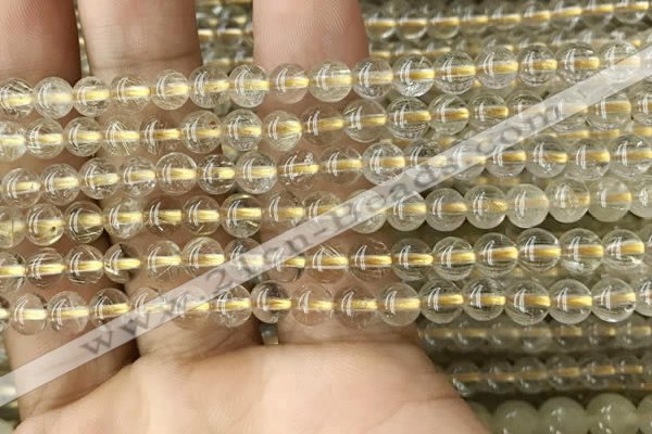 CRU628 15.5 inches 5mm round golden rutilated quartz beads