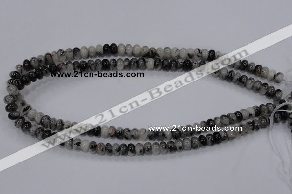 CRU63 15.5 inches 5*8mm rondelle black rutilated quartz beads